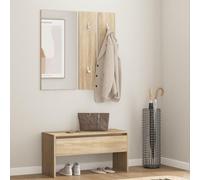 BOWEKAM Mobili, panchine, banchi di stoccaggio e ingresso, set di mobili per corridoio in legno di quercia Sonoma