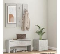BOWEKAM Mobili, panchine, banchi di stoccaggio e ingresso, set di mobili per corridoio in legno ingegnerizzato grigio cemento