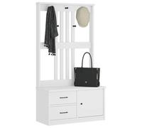 BOWEKAM Mobili, panchine, panche di stoccaggio e ingresso, albero da corridoio SANDENS bianco 87 x 40 x 159,5 cm in legno massello di pino