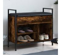 BOWEKAM Mobili, panchine, panche portaoggetti e ingressi, panca per scarpe in rovere affumicato 65,5 x 32 x 57,5 cm in legno ingegnerizzato