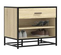BOWEKAM Mobili, panchine, panche portaoggetti e ingressi, scarpiera, in rovere Sonoma, 60 x 40 x 53,5 cm, legno e metallo ingegnerizzati