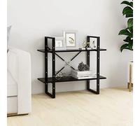 BOWEKAM Mobili,Scaffalature,Librerie & Scaffali,2 Tier Book Cabinet Nero 80x30x70 cm Legno Ingegnerizzato