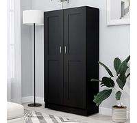 BOWEKAM Mobili,Scaffalature,Librerie & Scaffali,Armadietto Libro Nero 82.5x30.5x150 cm Legno Ingegnerizzato