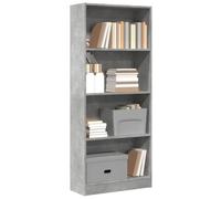 BOWEKAM Mobili,Scaffalature,Librerie & Scaffali,Libreria Grigio Cemento 60x24x143 cm Legno Ingegnerizzato