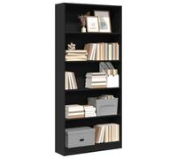 BOWEKAM Mobili,Scaffalature,Librerie & Scaffali,Libreria Nero 80x24x176 cm Legno Ingegnerizzato