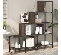BOWEKAM Mobili,Scaffalature,Librerie & Scaffali,Libreria Rovere Marrone 122x30x132 cm Ingegnerizzato Legno e Metallo