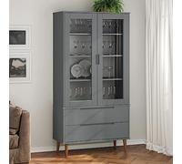 BOWEKAM Mobili,Scaffalature,Librerie & Scaffali,Vetrine Cabinet MOLDE Grigio 90x35x175 cm Legno massello di pino