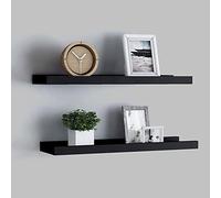 BOWEKAM Mobili, scaffalature, mensole a parete e sporgenze, cornice per foto mensole 2 pezzi nero 40 x 9 x 3 cm MDF