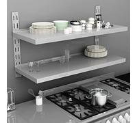 BOWEKAM Mobili, scaffalature, mensole a parete e sporgenze, mensola da parete a 2 livelli in acciaio inox 120 x 30 cm