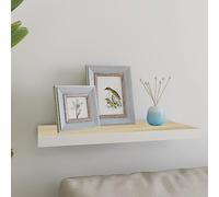 BOWEKAM Mobili, scaffalature, mensole a parete e sporgenze, mensola da parete sospesa in rovere e bianco 60 x 23,5 x 3,8 cm MDF