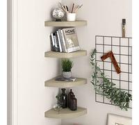 BOWEKAM Mobili, scaffalature, mensole a parete e sporgenze, mensole angolari galleggianti 4 pezzi rovere 25 x 25 x 3,8 cm MDF