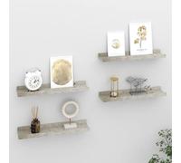 BOWEKAM Mobili, scaffalature, mensole a parete e sporgenze, mensole da parete 4 pezzi grigio cemento 40 x 9 x 3 cm