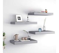 BOWEKAM Mobili, scaffalature, mensole a parete e sporgenze, mensole da parete galleggianti 4 pezzi grigio 40 x 23 x 3,8 cm MDF