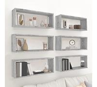 BOWEKAM Mobili,Scaffalature,Mensole a Parete & Ledges,Mensole Cubo Da Parete 6 pz Grigio Sonoma 60x15x23 cm Legno Ingegnerizzato