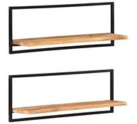 BOWEKAM Mobili,Scaffalature,Mensole a Parete & Ledges,Mensole Da Parete 2 Pezzi 100x24x35 cm Legno Massello Acacia e Acciaio