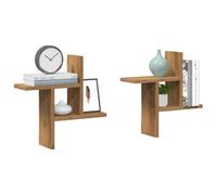 BOWEKAM Mobili,Scaffalature,Mensole a Parete & Ledges,Mensole Da Parete 2 Pezzi Rovere Artigianale 38x12x38 cm Legno Ingegnerizzato