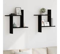 BOWEKAM Mobili,Scaffalature,Mensole a Parete & Ledges,Mensole Da Parete 2 Pezzi Rovere Nero 50x12x50 cm Legno Ingegnerizzato
