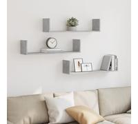 BOWEKAM Mobili,Scaffalature,Mensole a Parete & Ledges,Mensole Da Parete 3 pz Grigio Cemento 80x18x18 cm Legno Ingegnerizzato