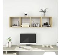 BOWEKAM Mobili,Scaffalature,Mensole a Parete & Ledges,Pensili 4 pz Bianco e Rovere Sonoma 37x37x37 cm Legno Ingegnerizzato