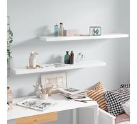 BOWEKAM Mobili, scaffalature, mensole da parete e sporgenze, mensole da parete galleggianti 2 pezzi bianco lucido 120 x 23,5 x 3,8 cm MDF