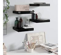 BOWEKAM Mobili, scaffalature, mensole da parete e sporgenze, mensole da parete galleggianti 4 pezzi nero lucido 23 x 23,5 x 3,8 cm MDF