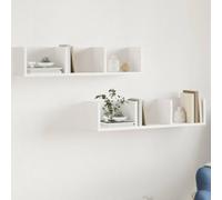 BOWEKAM Mobili,Scaffalature,Mensole e Ledges,Armadi a muro 2 pz Bianco 75x18x16,5 cm Legno Ingegnerizzato