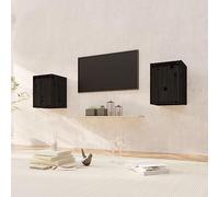 BOWEKAM Mobili,Scaffalature,Mensole e Ledges,Armadi a muro 2 pz Nero 30x30x40 cm Legno massello di pino