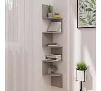 BOWEKAM Mobili,Scaffalature,Mensole e Ledges,Mensola angolare da parete Grigio Cemento 19x19x123 cm Legno Ingegnerizzato