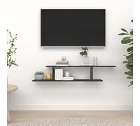 BOWEKAM Mobili,Scaffalature,Mensole e sporgenze, Mensola TV a parete Nero 125x18x23 cm Legno Ingegnerizzato