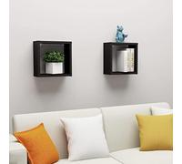 BOWEKAM Mobili,Scaffalature,Mensole e sporgenze, Mensole a muro Cubo 2 pezzi Nero 30x15x30 cm
