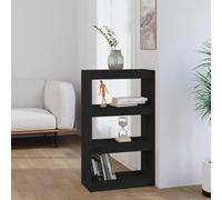 BOWEKAM Mobili, scaffali, librerie e mensole in piedi, armadio per libri/divisorio nero, 60 x 30 x 103,5 cm, in legno massello di pino