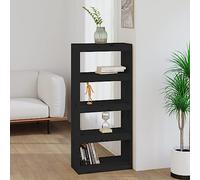 BOWEKAM Mobili, scaffali, librerie e mensole in piedi, armadio per libri/divisorio nero, 60 x 30 x 135,5 cm, in legno massello di pino