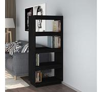 BOWEKAM Mobili, scaffali, librerie e mensole in piedi, armadio per libri/divisorio nero, 60 x 35 x 135 cm, in legno di pino massiccio