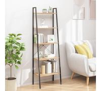 BOWEKAM Mobili, scaffali, librerie e mensole in piedi, scaffale a 5 ripiani, marrone chiaro e nero, 56 x 35 x 174 cm