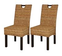 BOWEKAM Mobili,Sedie,Cucina & Sala da Pranzo,Sedia da Pranzo 2 pz Kubu Rattan Mango Legno