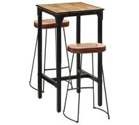 BOWEKAM Mobili,Set di mobili,Cucina & Sala da pranzo Mobili Set,3 Pezzi Bar Set Solid Grezzo Legno Mango e Metallo