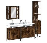 BOWEKAM Mobili,Set di mobili,Set di mobili da bagno,4 pezzi Bagno Cabinet Set Rovere Fumato Legno Ingegnerizzato