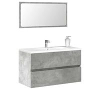BOWEKAM Mobili,Set di mobili,Set di mobili da bagno,Armadietto da bagno con specchio in legno ingegnerizzato grigio cemento