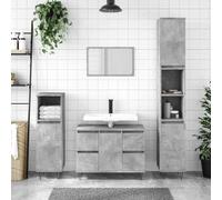 BOWEKAM Mobili,Set di mobili,Set di mobili da bagno,Armadietto da bagno Grigio cemento 80x33x60 cm Legno ingegnerizzato