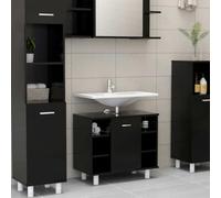 BOWEKAM Mobili,Set di mobili,Set di mobili da bagno,Armadietto da bagno Nero 60x32x53,5 cm Legno ingegnerizzato