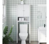 BOWEKAM Mobili,Set di mobili,Set di mobili da bagno,Over-the-Toilet Storage BERG Bianco 60x27x164.5 cm Legno massello