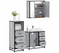 BOWEKAM Mobili,Set di mobili,Set di mobili da bagno,Set di mobili da bagno 3 pezzi Grigio Sonoma Engineered Wood