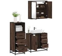 BOWEKAM Mobili,Set di mobili,Set di mobili da bagno,Set di mobili da bagno in legno di quercia marrone 3 pezzi