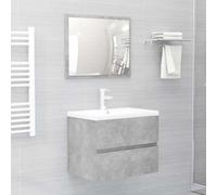 BOWEKAM Mobili,Set di mobili,Set di mobili da bagno,Set di mobili da bagno in legno ingegnerizzato grigio cemento 2 pezzi