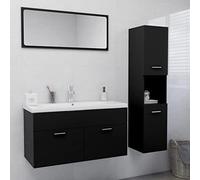 BOWEKAM Mobili,Set di mobili,Set di mobili da bagno,Set di mobili da bagno in legno nero ingegnerizzato