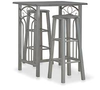 BOWEKAM Mobili,Set di mobili,Set di mobili da cucina e da pranzo,Set da bar 3 pezzi in legno e acciaio antracite