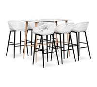 BOWEKAM Mobili,Set di mobili,Set di mobili da cucina e da pranzo,Set da bar 7 pezzi bianco
