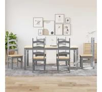 BOWEKAM Mobili,Set di mobili,Set di mobili da cucina e da pranzo,Set da pranzo 7 pezzi Panama grigio pino massello