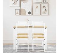 BOWEKAM Mobili,Set di mobili,Set di mobili da cucina e da pranzo,Set da pranzo da 5 pezzi Panama pino in legno massello bianco