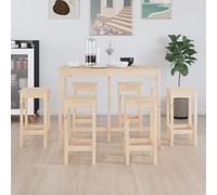 BOWEKAM Mobili,Set di mobili,Set di mobili da cucina e da pranzo,Set di 7 pezzi Bar in legno massello di pino